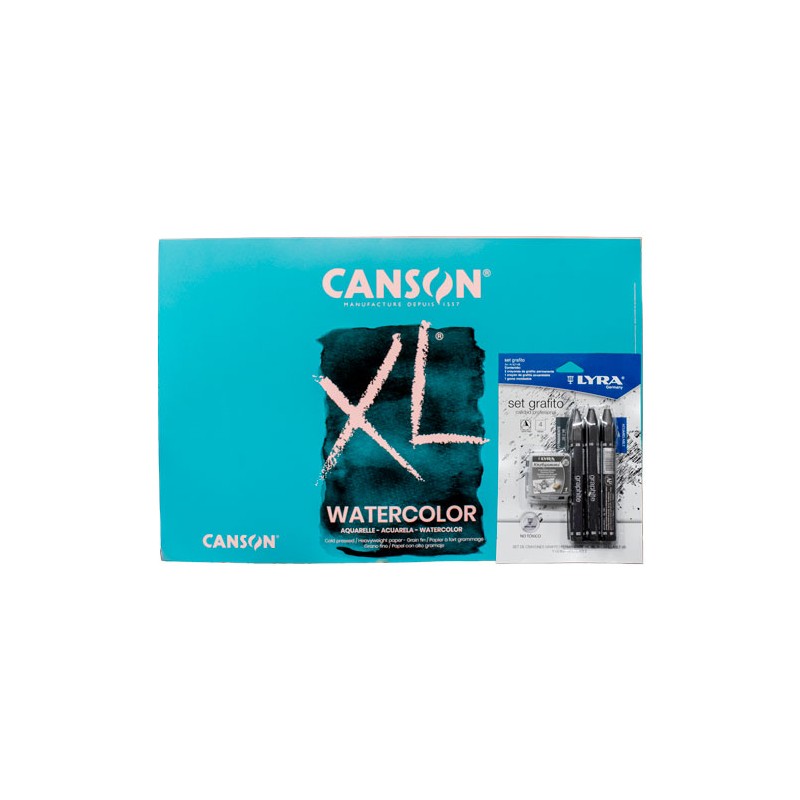 Combo Block Canson xl Watercolour con Set De Grafitos Lyra con 4 piezas