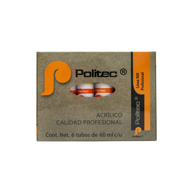 Estuche Carton Acrilico Politec L-900 6Pz De 60Ml