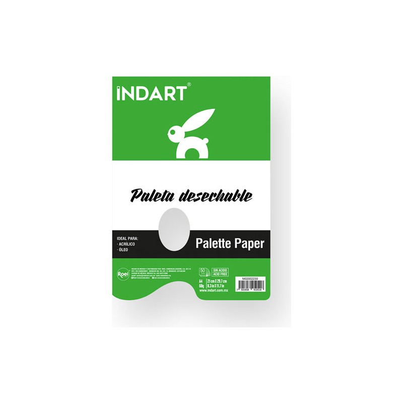Paleta desechable Indart 21x29.7cm 50 hojas A4 60g