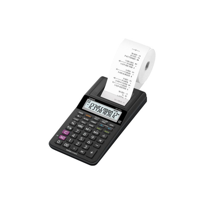 CALCULADORA CON IMPRESORA CASIO HR-10RC-WA-IC  12 DÍGITOS