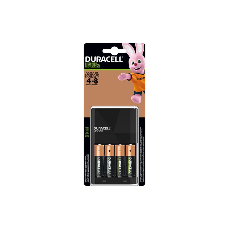 Cargador Duracell de pilas con 4 pilas recargables