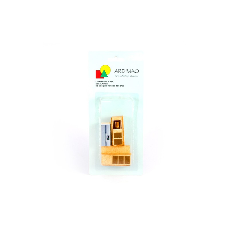 Cocina integral en escuadra para maqueta escala 1:50