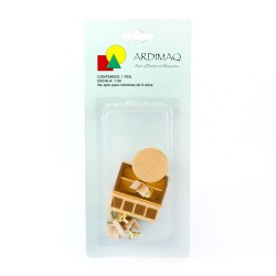Comedor De Madera Redondo Cm-06 Para Maqueta