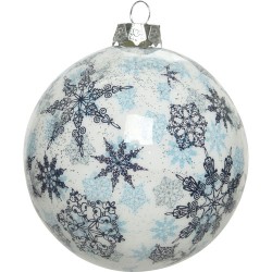 Esfera navidad KMK 740105 8cm blanca azul con copitos