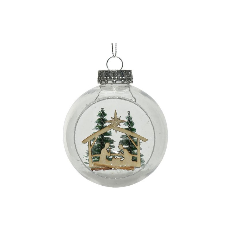 Esfera navidad KMK 25945 8cm con nacimiento