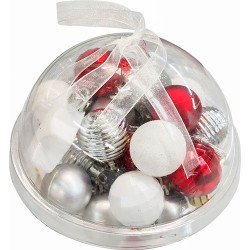 Esfera navidad KMK 29222 3cm blanca roja plata con 30 piezas
