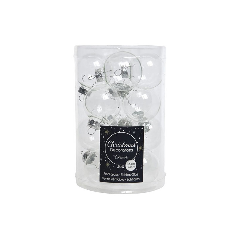 Esfera navidad KMK 10327 3.5cm transparente con 16 piezas