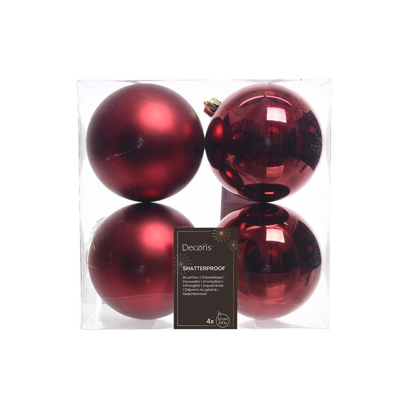 Esfera navidad KMK 22168 10cm rojo oxido con 4 piezas