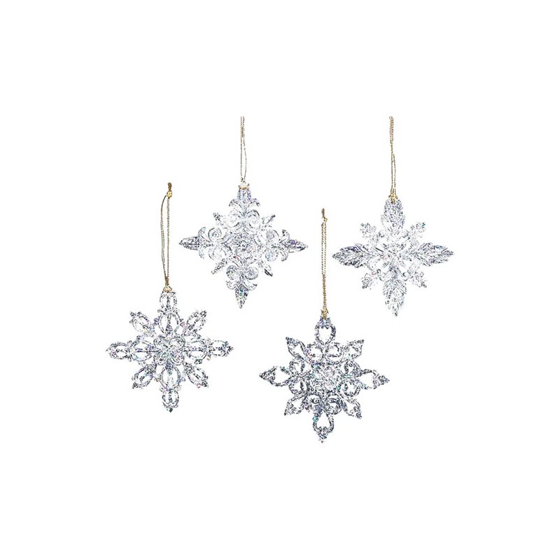 Adorno navideño Ksa copo nieve acrilico 9 cm