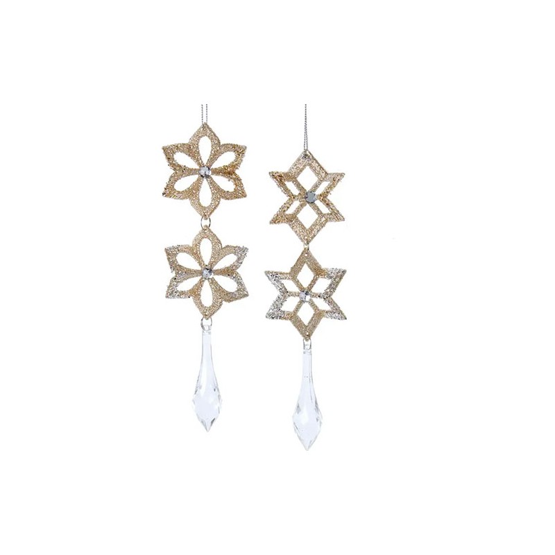 Adorno navideño Ksa copos nieve dorado y plata 20 cm