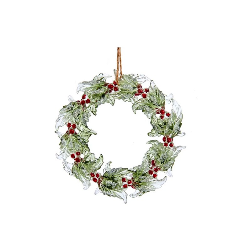 Adorno navideño Ksa corona abedul transparente 13 cm