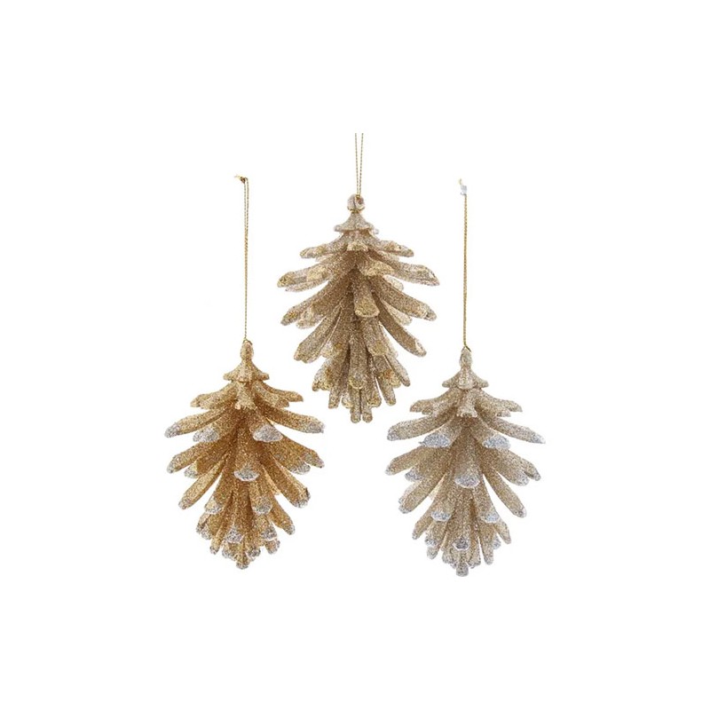 Adorno navideño Ksa piña dorada 10 cm
