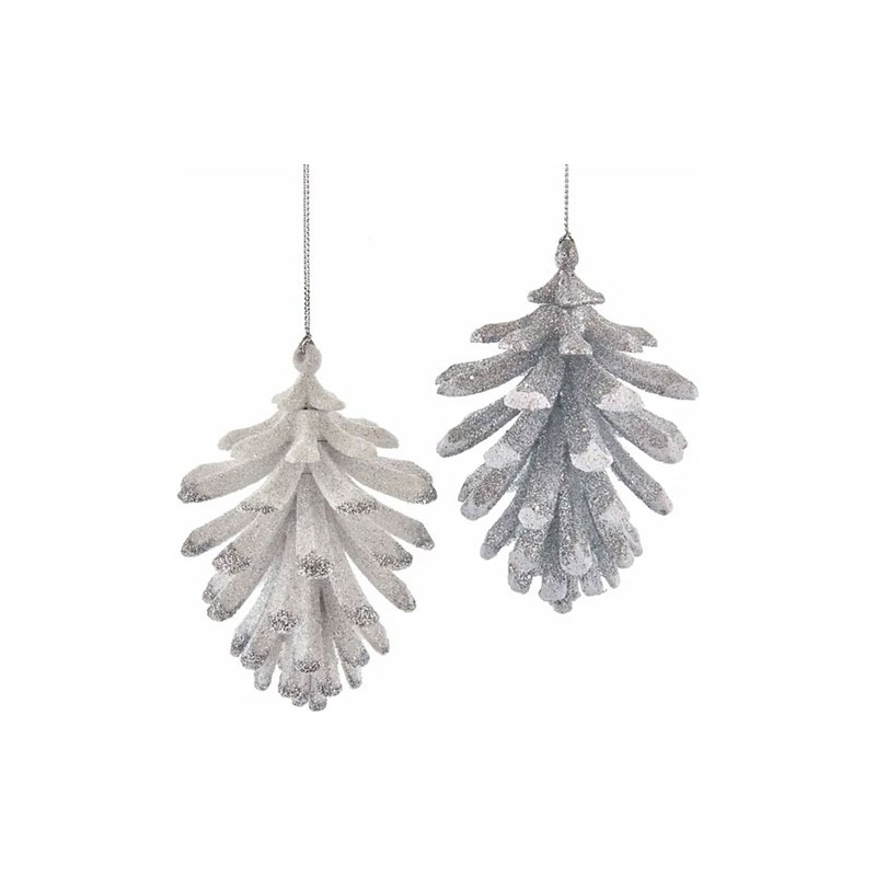 Adorno navideño Ksa piña plateada 10 cm