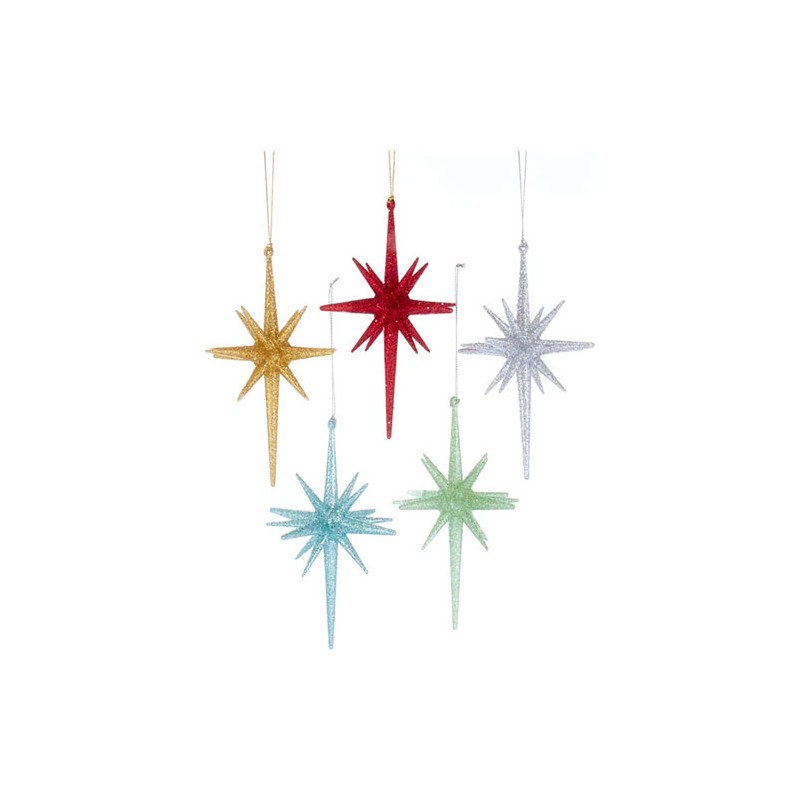 Adorno navideño Ksa estrella color glitter 14 cm