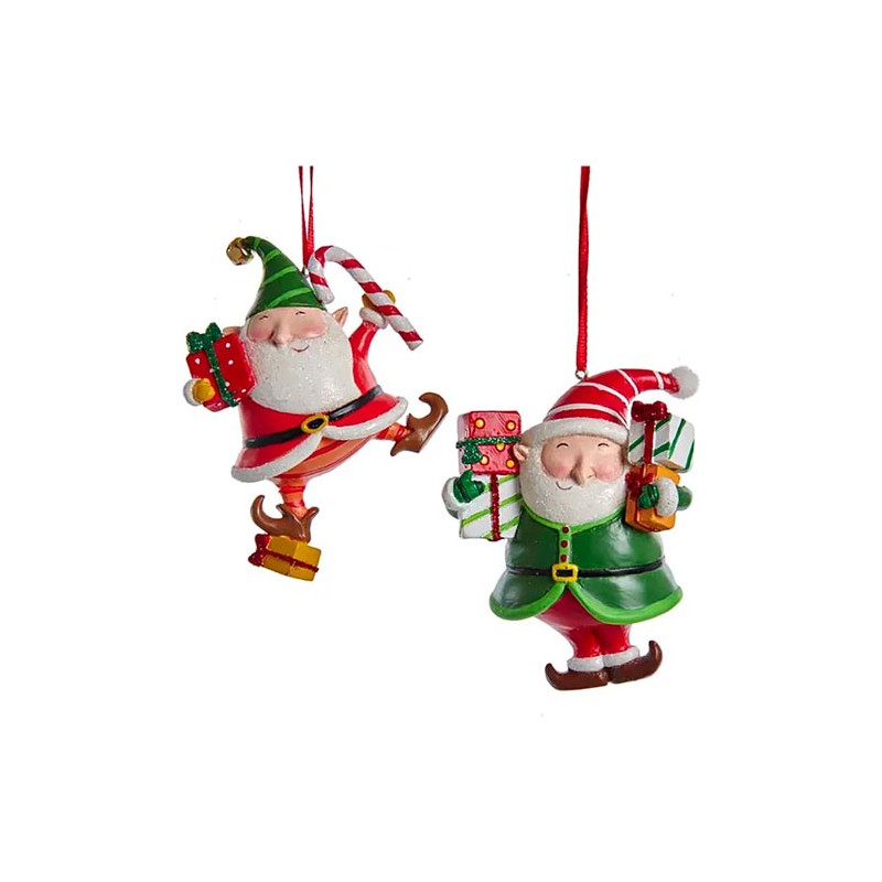 Adorno navideño Ksa duende con regalos 9 cm