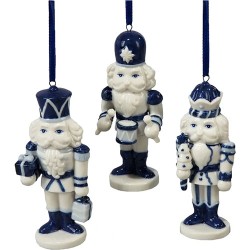 Adorno navideño Ksa Cascanuez porcelana azul 10 cm