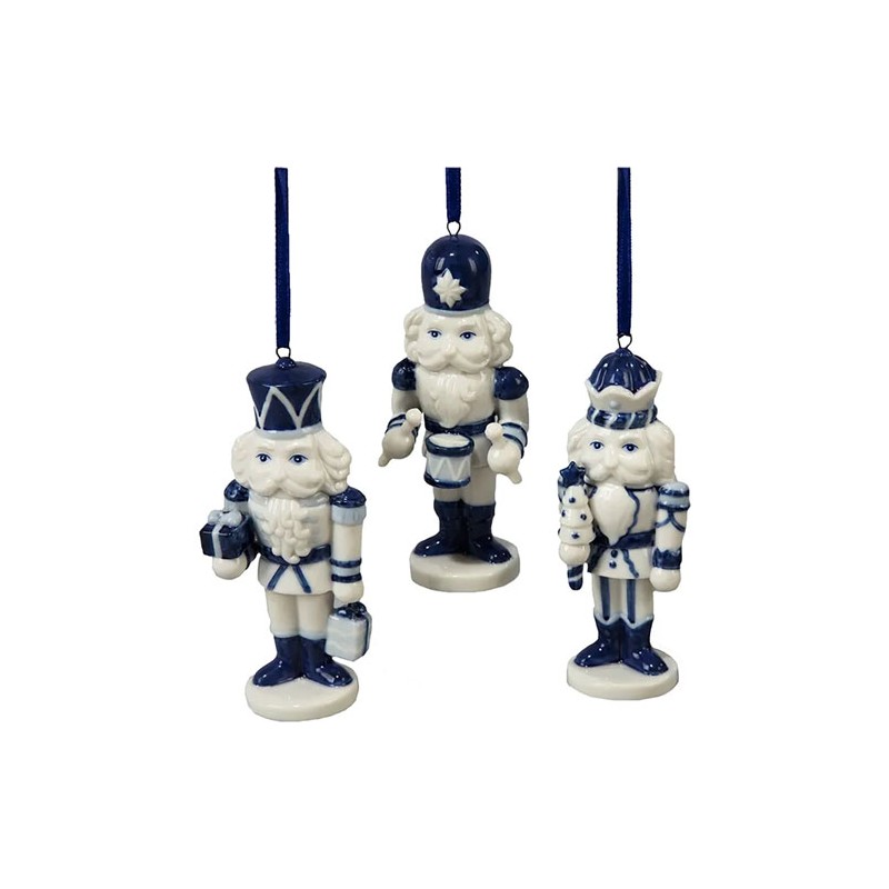 Adorno navideño Ksa Cascanuez porcelana azul 10 cm