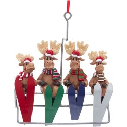 Adorno navideño Ksa familia renos con sky 13 cm