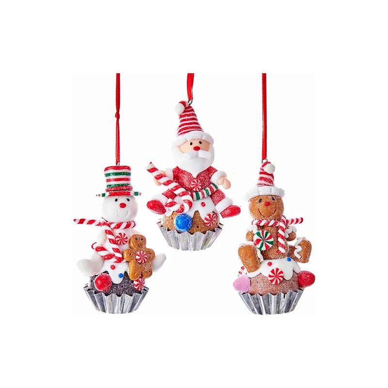 Adorno navideño Ksa muñecos en cupcakes 9 cm