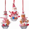 Adorno navideño Ksa muñecos en cupcakes 9 cm