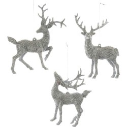 Adorno navideño Ksa reno plata glitter 15 cm