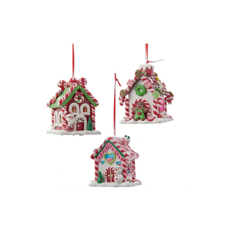 Adorno navideño Ksa casita nevada caramelo 9 cm