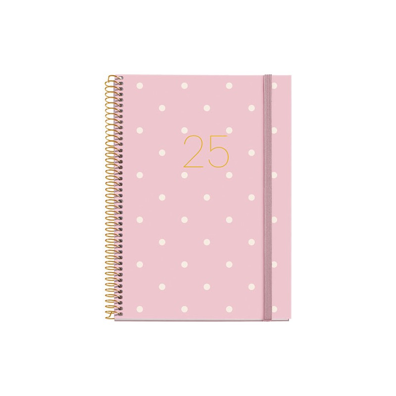 Agenda Juvenil Mqr Plus 21x18cm Dia Por Pagina Polka Dots 2025