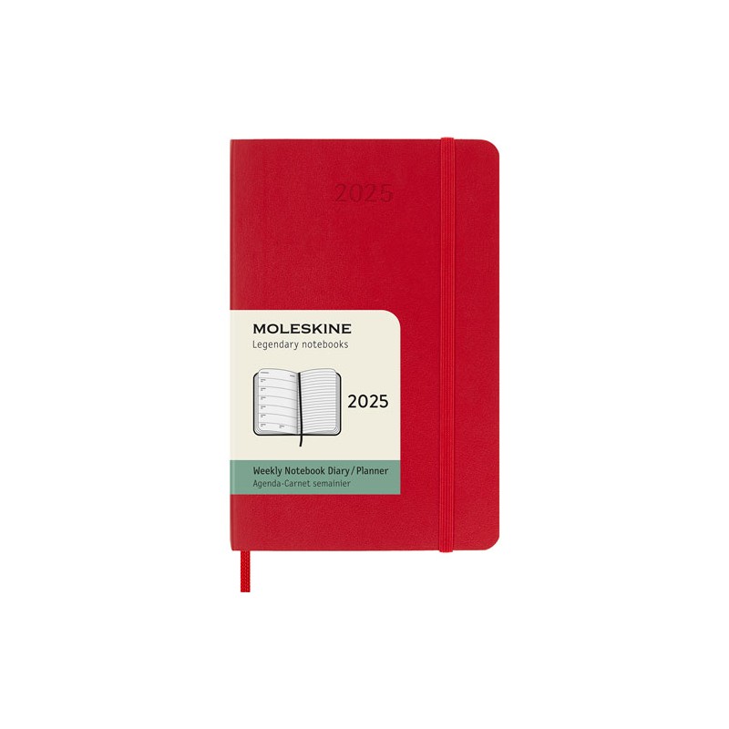 Agenda Juvenil Moleskine Pasta Suave 9X14Cm Rojo Semana A La Vista
