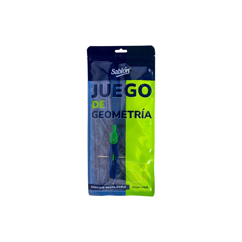 Juego De Geometria Sablon 1088 Eco Con Compas Con 5 Piezas