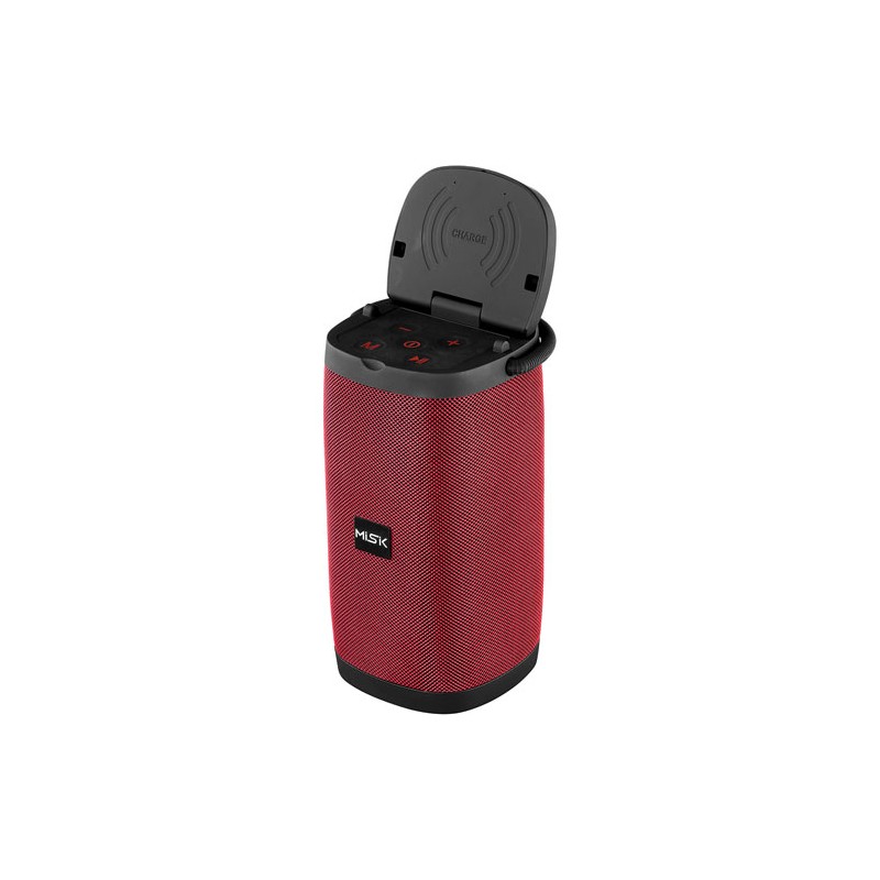 BOCINA MISIK MS266 BLUETOOTH CARGA INDUCTIVA ROJO