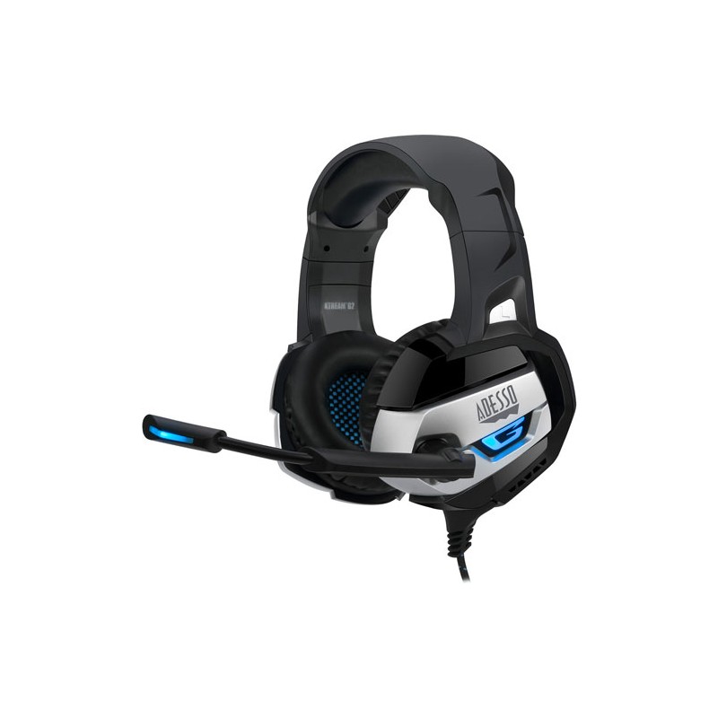 Diadema gamer Adesso rgb estereo usb con micrófono negro